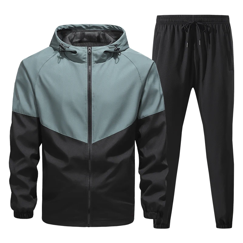 

New Men's Patchwork Tracksuit Sets Spring Autumn Fitness Sportswear Men Waterproof Jogging Suit Male Loose Outdoor Training Sets