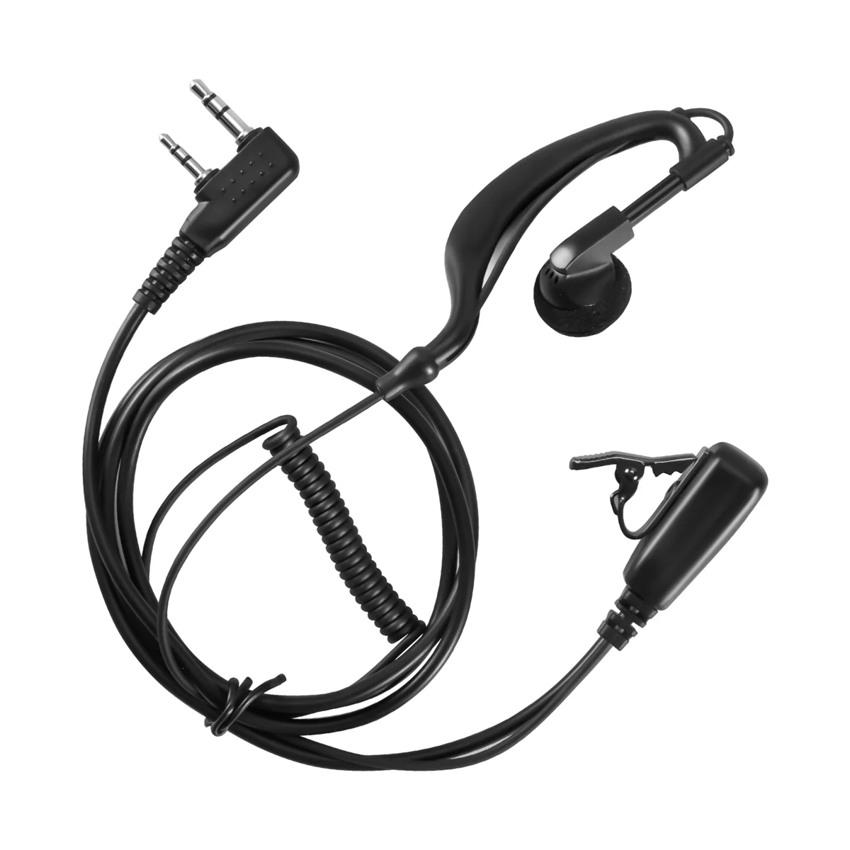 2Pin G Shape Earpiece PTT MIC Ear Hook Headset for Kenwood Puxing Wouxun BaoFeng