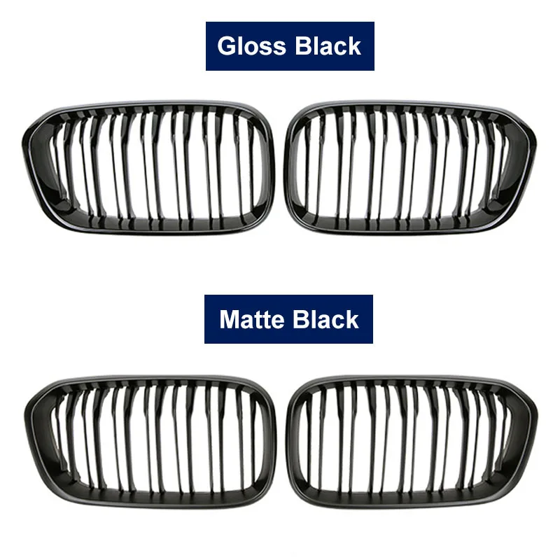شبكات المصد الأمامي للسيارة شواية سباق الكلى لسيارات BMW 1 Series F20 F21 LCI 120i 2016 2017 شبكة بديلة مزدوجة الشريحة #3