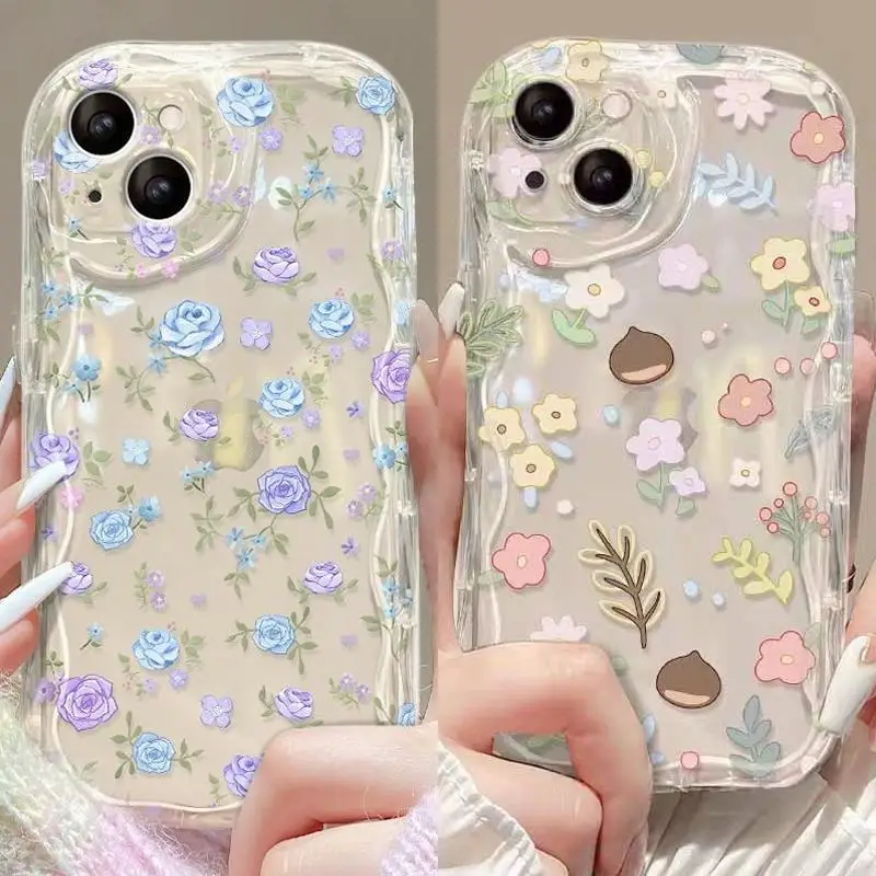 3D Flowers Phone Case For VIVO Y20 Y16 Y21 Y50 Y30 Y22S Y02S Y35 Y19 Y12S Y55 Y77 Y78 Y76 5G Y85 Y93 Y36 Fundas Wavy Edge Cover