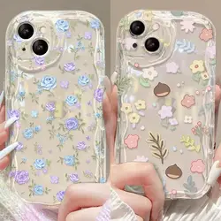 3D Flowers Phone Case For VIVO Y20 Y16 Y21 Y50 Y30 Y22S Y02S Y35 Y19 Y12S Y55 Y77 Y78 Y76 5G Y85 Y93 Y36 Fundas Wavy Edge Cover