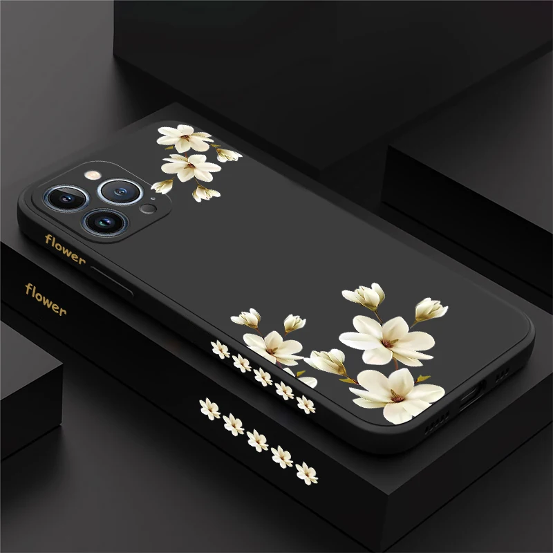 Magnolia Flowers Case For iPhone 12 11 Plus Pro Max X XS XR SE 7 8 6 5 Mini Silicone Soft Shockproof Bumper Back Phone Cover