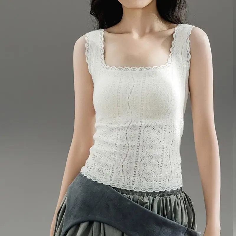 Y3NE 여성용 프렌치 레이스 캐미솔, 작업 및 캐주얼 착용을 위한 양각 꽃무늬 디테일 편안한 자르기 탱크 탑