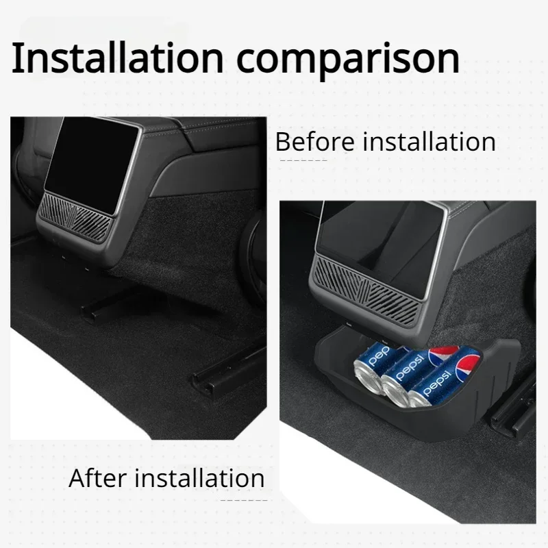 

For Tesla Model 3 Highland 2024 2025 Rear Seat Storage Box Below The Rear Air Outlet Rear Seat Organizer Tray Car Accessories
