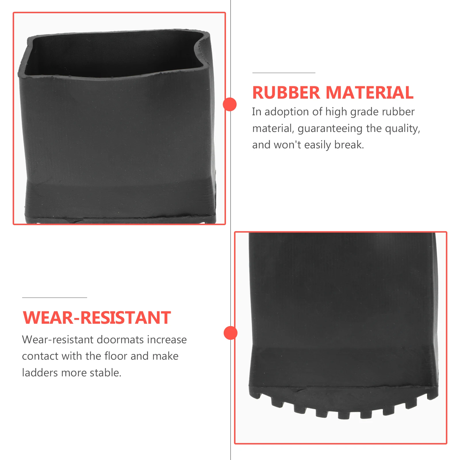 

2 pcs Ladder Foot Cover Non-slip Mat Wear Resistant Safety Pad Protector Black Durable Rubber Easy Install Labor Protection