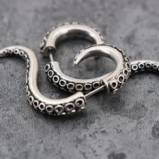 1PC Stainless Steel Octopus Whisker Earrings for Men Women Cthulhu Octopus Earrings Party Jewelry Accessories Gifts