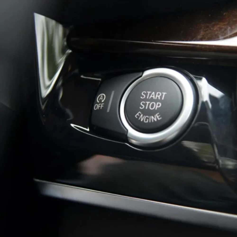 ل BMW F10 F07 F01 X3 F25 X4 F26 F11 F06 X5 F15 X6 F16 سيارة الإلكترونية اليد الفرامل P زر وبداية وقف المحرك غطاء الكسوة ملصقات #5