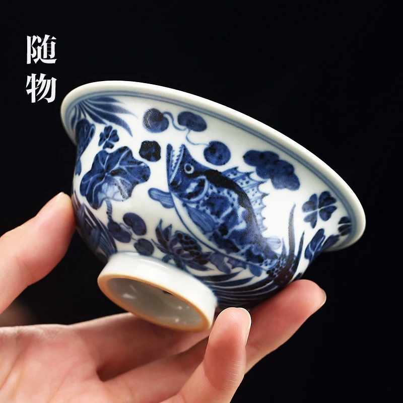 Imitation Of Yuan Dynasty Blue And White Porcelain Master Jingdezhen High Grade Press Hand Cup Tea Bowl