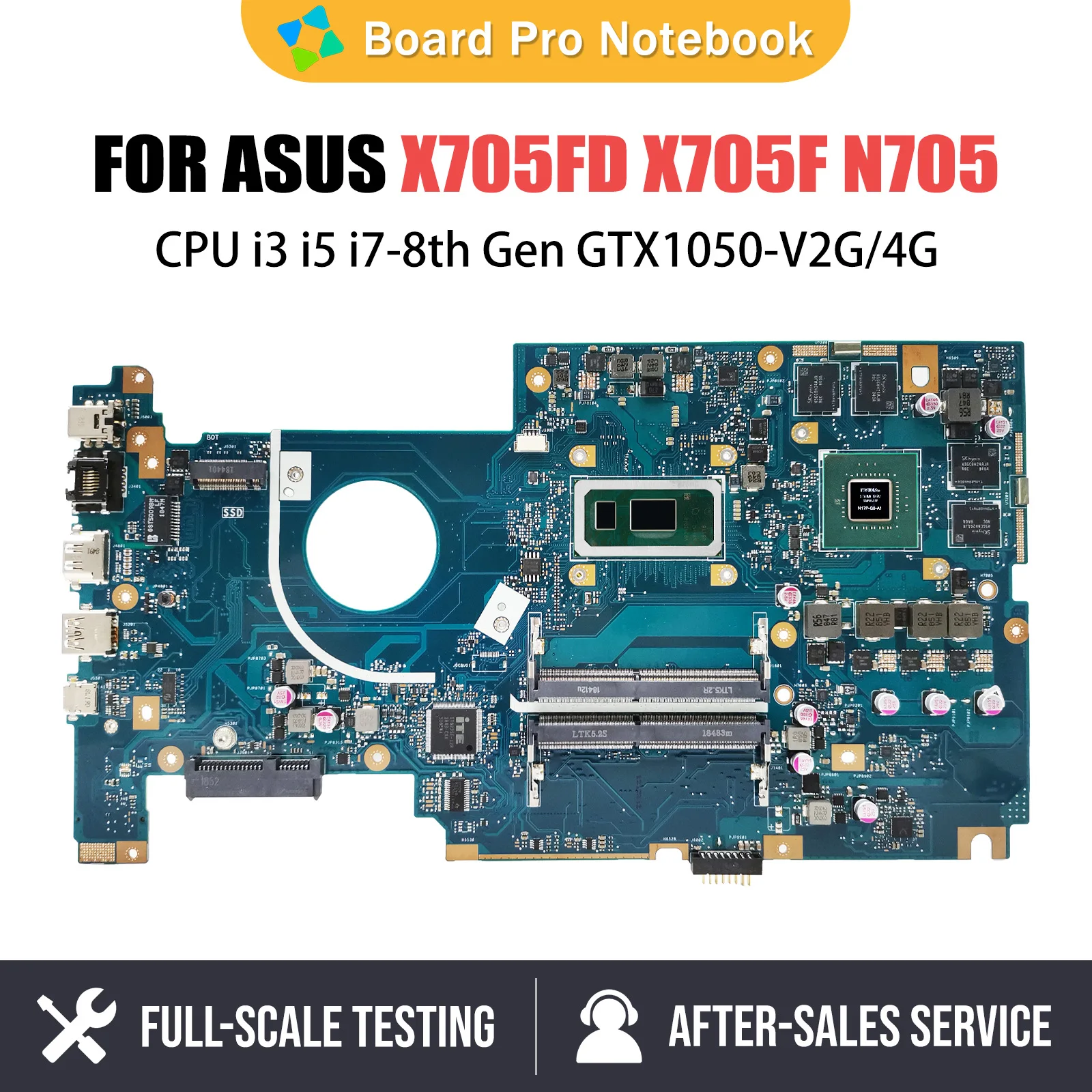 Notebook Mainboard For Asus Vivobook Pro 17 X705FD X705F N705 Laptop Motherboard With i3 8145U i5 8265U i7 8565U GTX1050 2G 4G