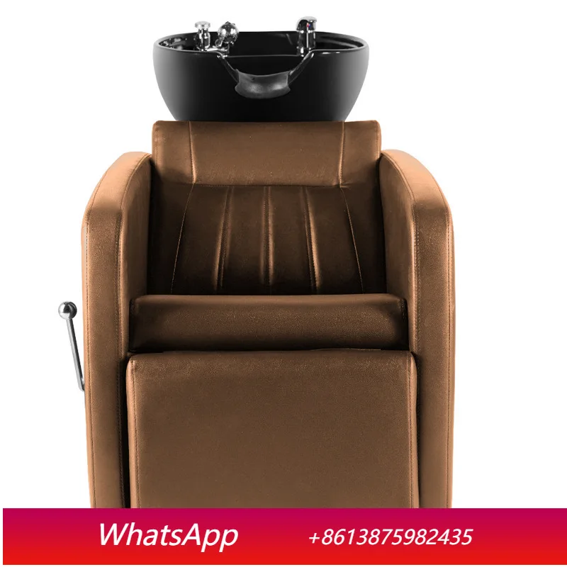 LTT retro seated shampoo bed barber shop semi-reclining flush shampoo chair