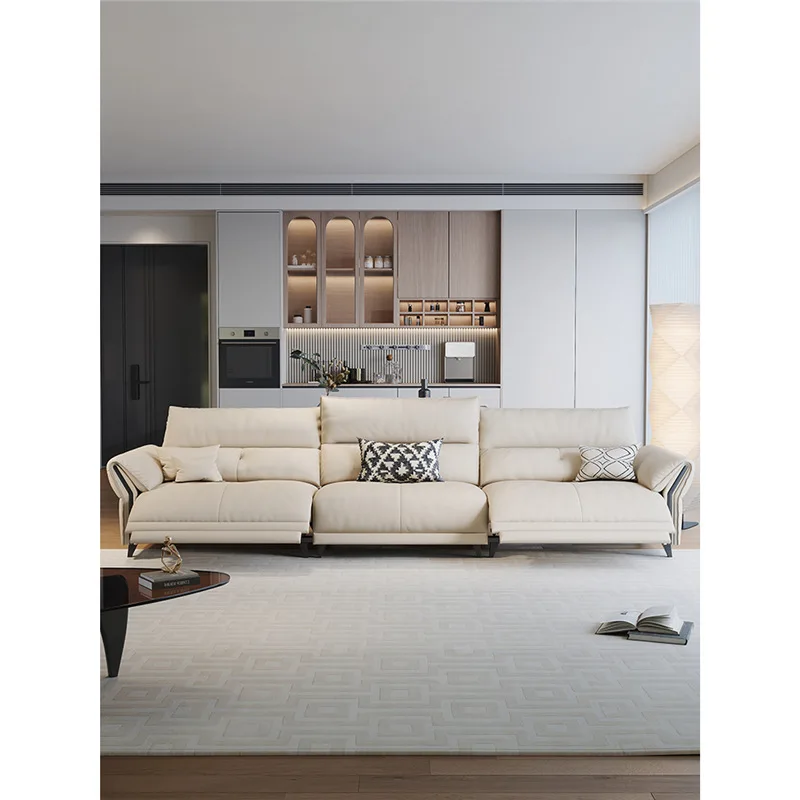 Electric multifunctional leather sofa first layer cowhide cream wind living room first class space cabin sofa