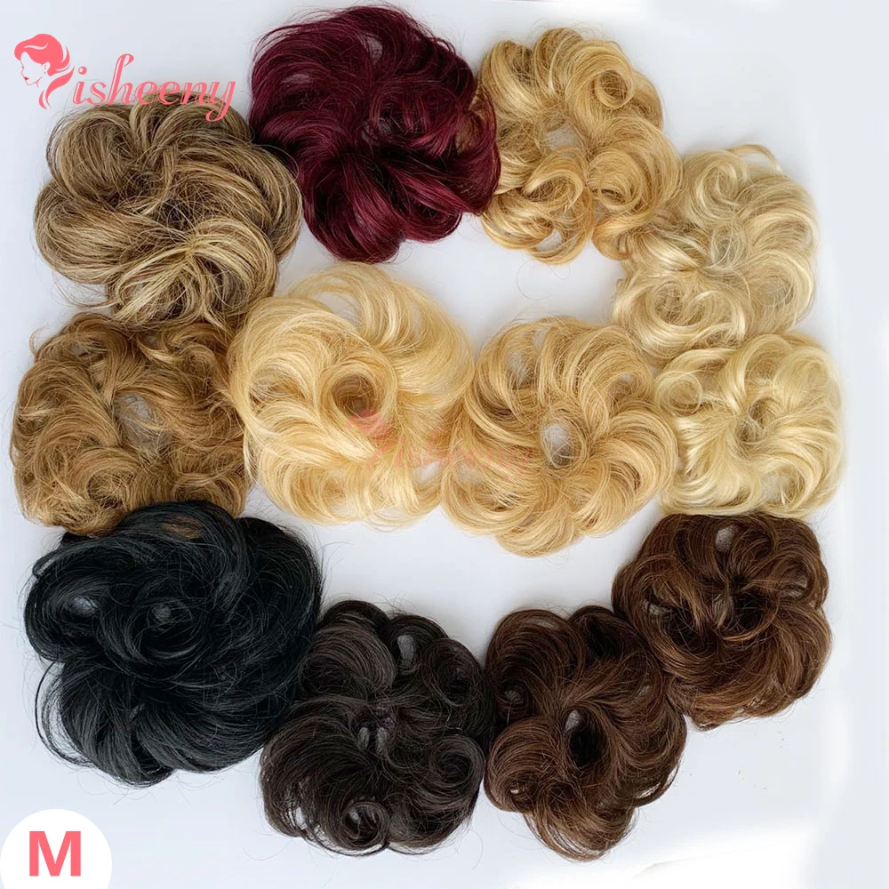 

Messy Bun Hair Piece Human Hair Wavy Stretchy Real Human Hair Scrunchies Hair Bun Donut Elegant Chignon With Elastic Rubber Band
