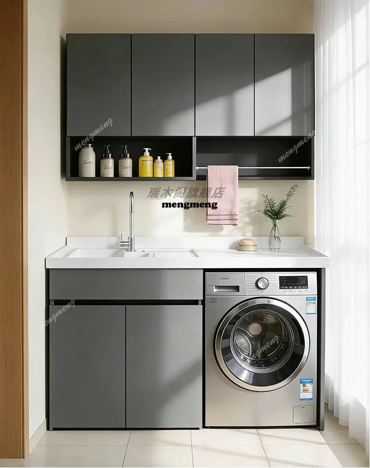 Modern Simple Nordic Creative Balcony Laundry Cabinet Customizable Sink Washer Combo Bathroom Furniture