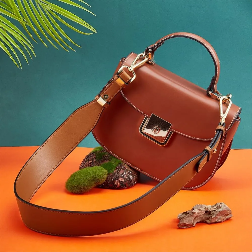 Wide Purse Shoulder Strap Replacement, 31.5 Inch PU Leather Handbag Strap Clutch Bag Handles Shoulder Bag Strap with Alloy