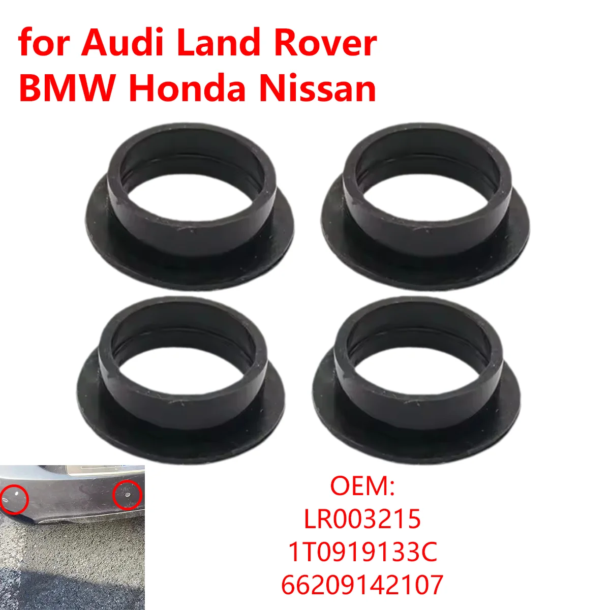 4Pcs 66209142107 for Audi Land Rover BMW Honda Nissan Mercedes-Benz Universal Car Parking Sensor Rubber Seal O-Ring