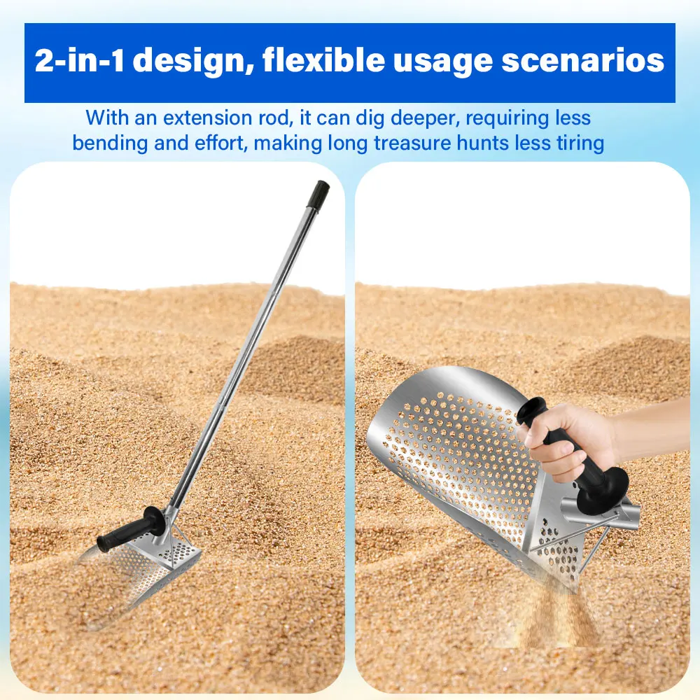 

Beach Sand Scoop Shovel Metal Detector Sand Scoops Treasure Detecting Metal Detector Hunting Stainless Steel Tool