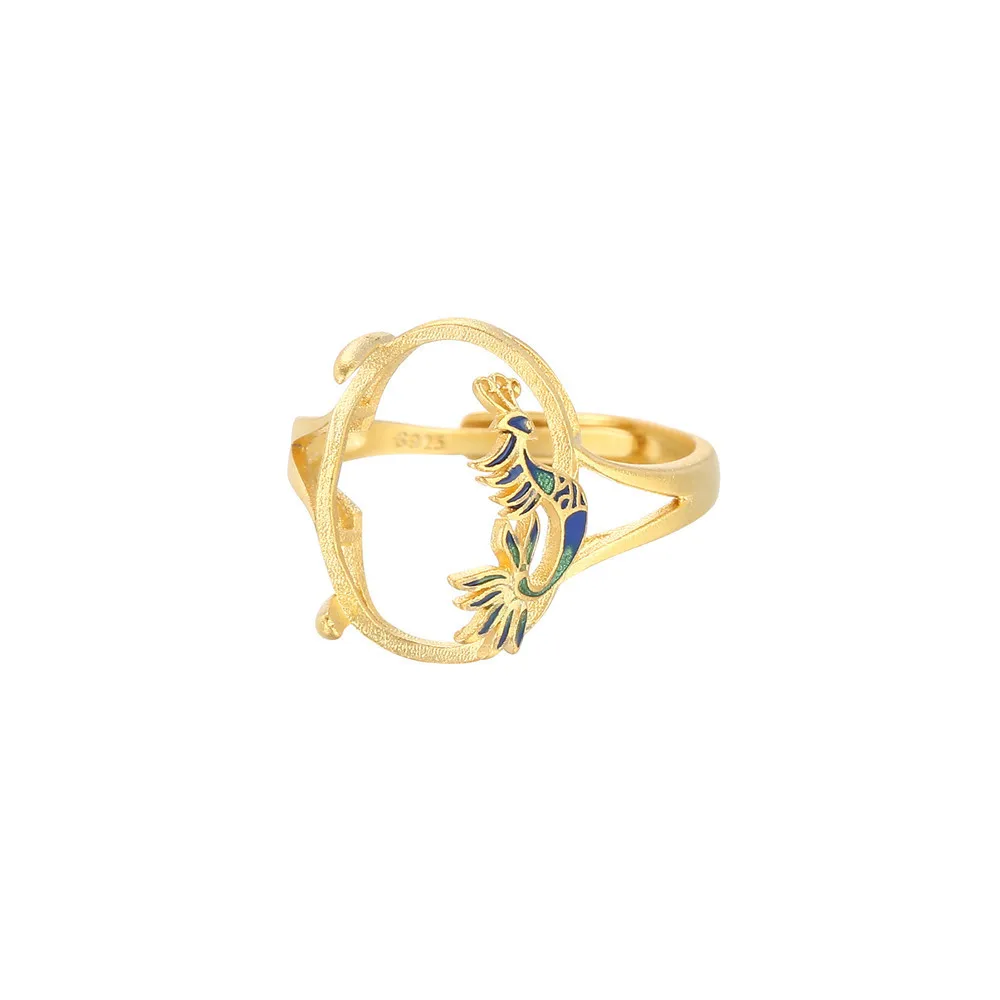 

Ring Setting for 8x14mm/10x16mm Oval Cabochons Ring Base Gold Plated 925 Silver Enamal Adjustable Ring Blank