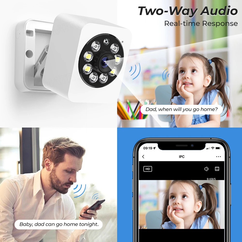 Tuya كاميرا مراقبة ملونة للرؤية الليلية 2.4G واي فاي كاميرا ذكية كما ضوء الليل دعم 128GB TF بطاقة APP التحكم الصوتي الداخلي