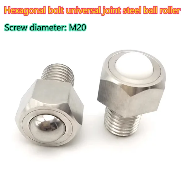 M20 Stainless Steel Universal Ball Roller Hex Bolt - Bull's Eye Bearing for Heavy Load Transportation Equipment