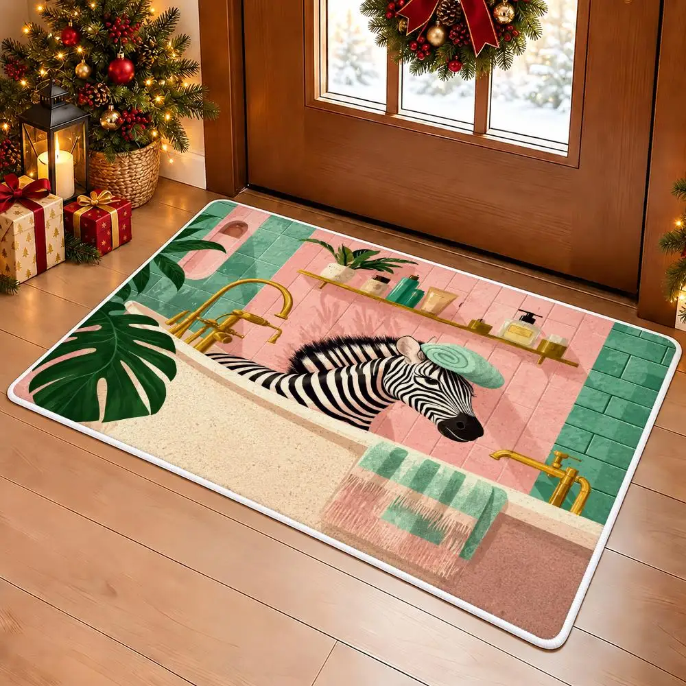 Whimsical Bath Escape Floor Mat Soft Flannel Floor Mat Cloud Feel Non-slip Bath Rug Machine Washable Foam Carpet Door Mat