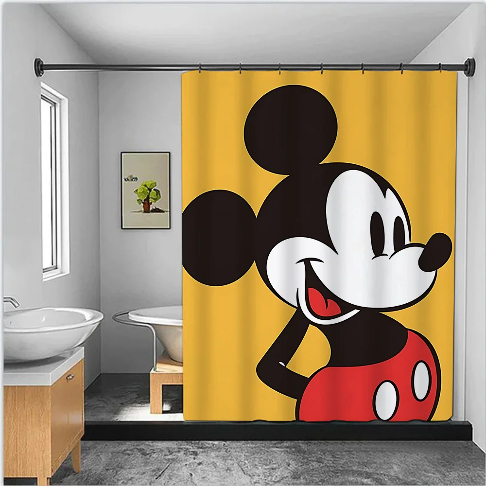 Disney Kawaii Mickey Minnie Cartoon Shower Curtain Waterproof Polyester Fabric Paint Bath Curtains Home Bathroom Decor Curtain