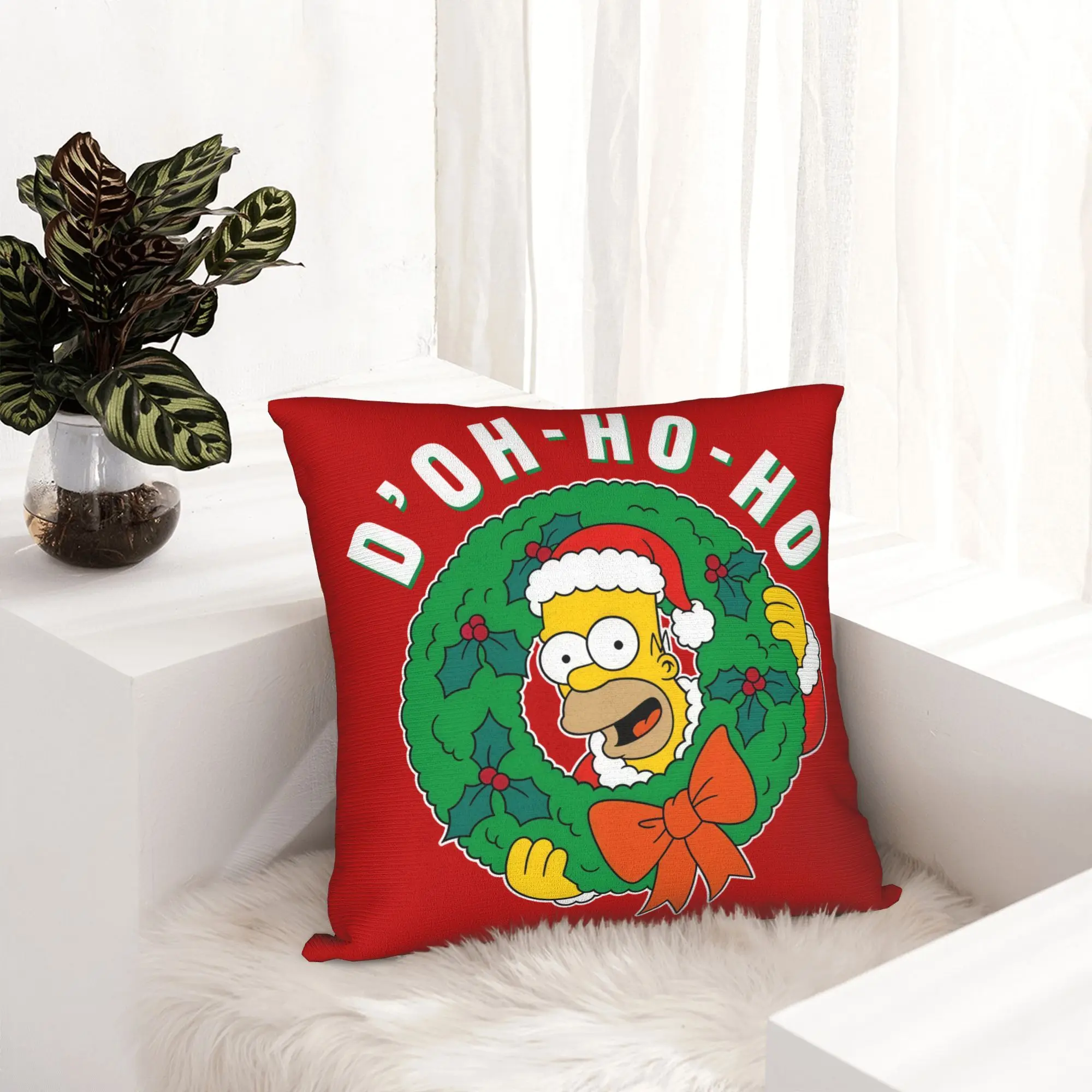 Cartoon S-Simpsons Christmas Pillowcase Printing Polyester Cushion Cover Decorations  Pillow Case Cover Car Square 45*45cm