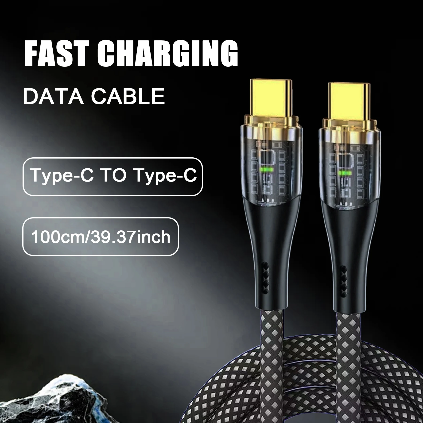 

66W 3A Type-C Cable 100cm Fast Charging Data Cable Compatible with Samsung Xiaomi Huawei Apple - Durable Charging Line