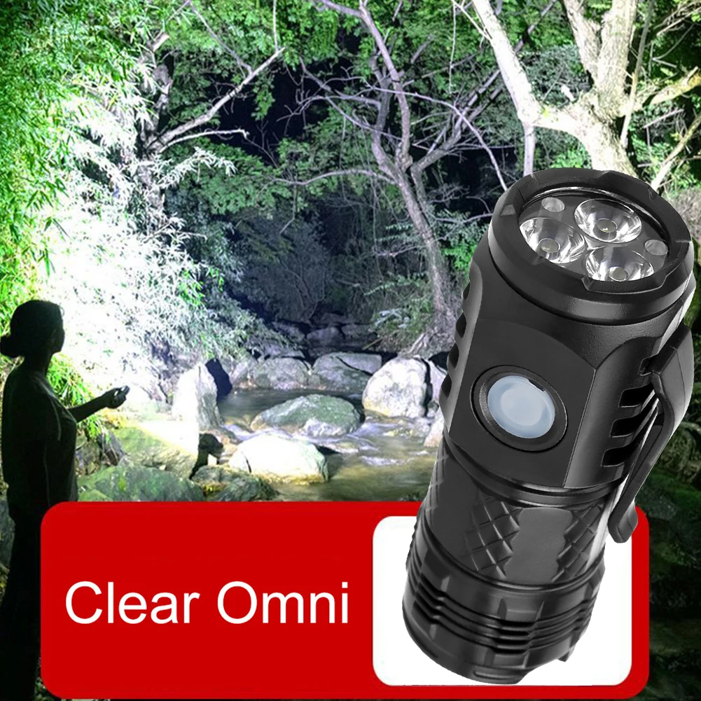 1/2 pezzi torcia portatile a LED antiscivolo 300LM torcia multifunzionale ricarica USB impermeabile con clip per penna per arrampicata riparazione