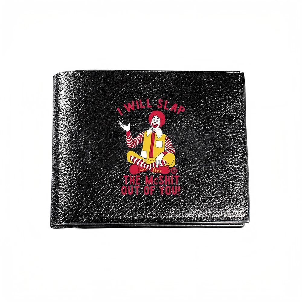 I Will Slap The Mcshit Out Of You Mens Wallet With Bold Clown Graphic Design Casual Business Fashion Statement Accessory