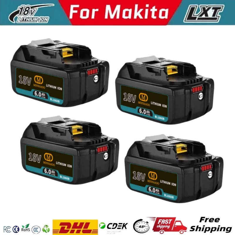 

Original For Makita 18V 6Ah rechargeable power tool battery with LED lithium-ion substitute LXT BL1860B BL1860 BL1850 charger