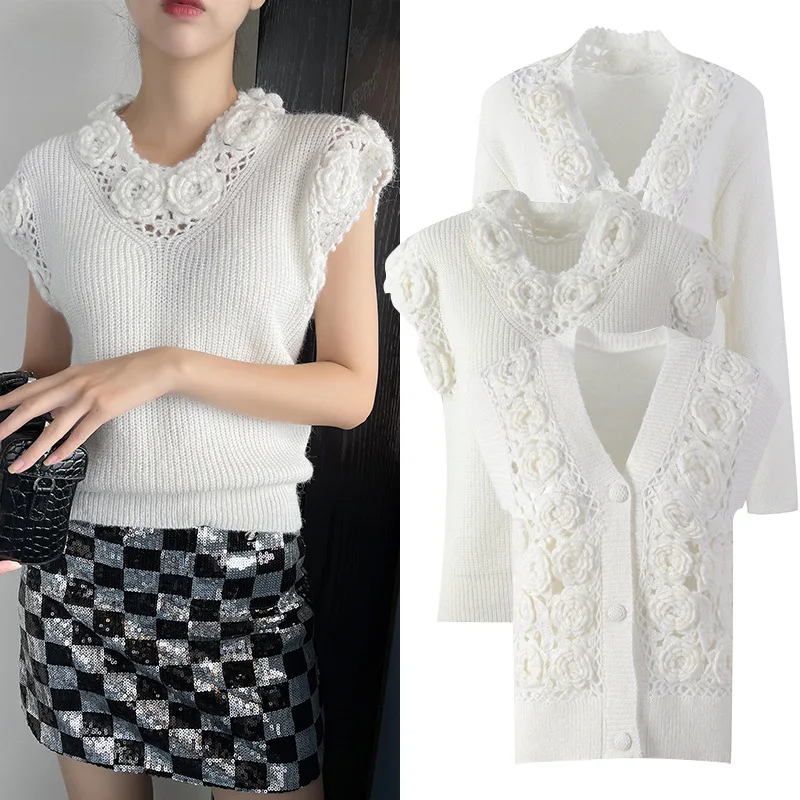 

Милый вязаный кардиган ort Sve с открытым верхом, жилет с вырезом, дизайнерский комплект футболок для поездок на работу, женская яркая спецодежда Tead