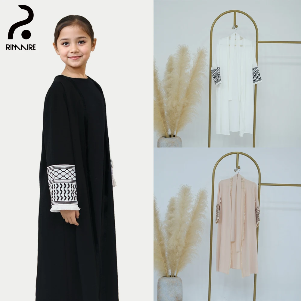 

Ramadan Embroidery Muslim Abaya for Girls Classic Long Sleeves Islamic Child Dress Elegant Dubai Slim Fit Clothing Gifts RIMAIRE