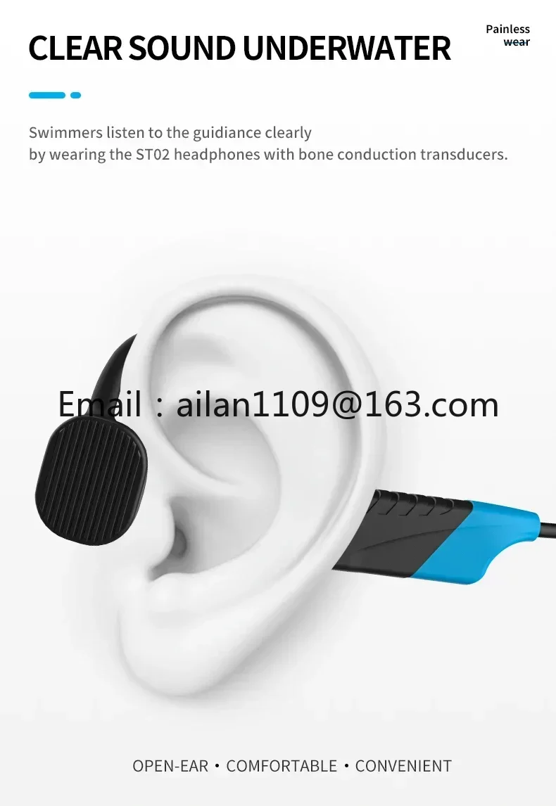 Ear Hook Wireless Bluetooth Swimming Training Headphones Headset Earphone FM Transmitter Bone Conduction Earphone Receiver