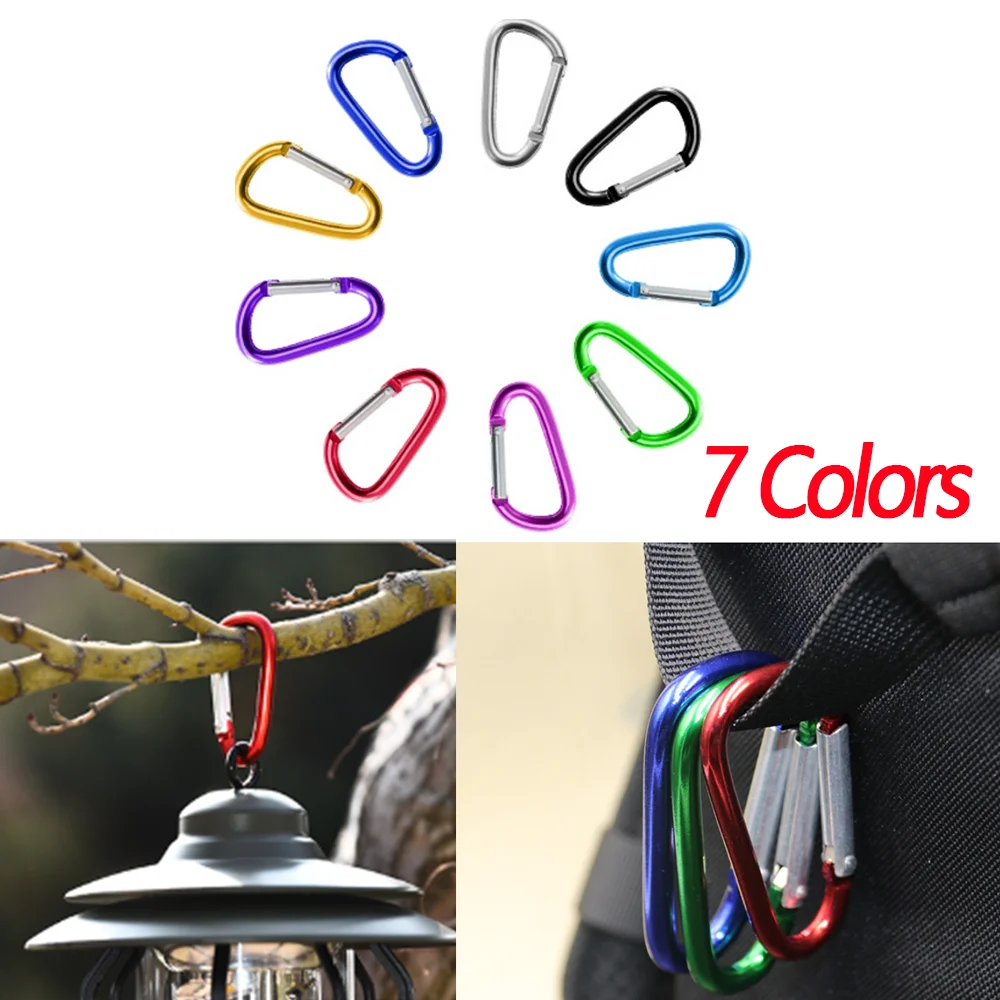 1PC Aluminum Carabiner Key Chain Clip Survival Climbing Button Carabiner Camping Hiking Hook Safety Buckle Keychain
