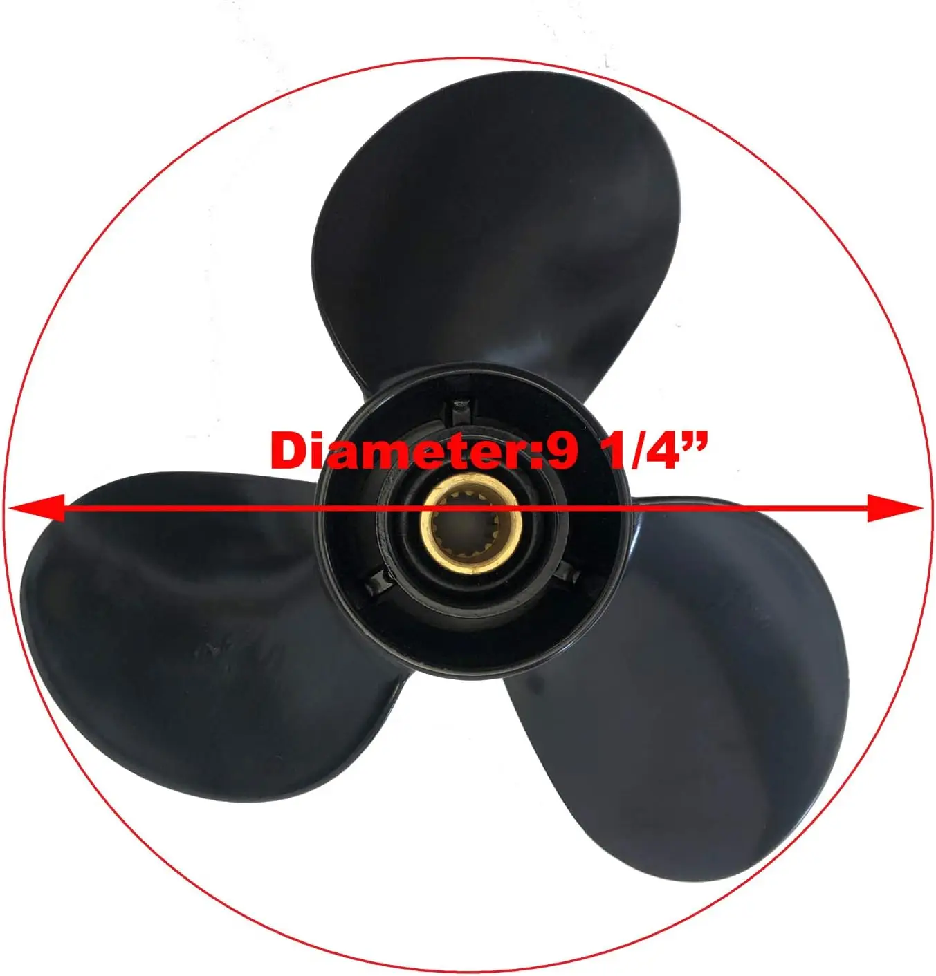 Hélice para Barco 9 1/4x9 para Motor Fuera de Borda Mercury 9.9-20HP 14 Dientes/Hélice Fuera de Borda para Motor Tohatsu 9.9HP 15HP 18HP 9.25x9