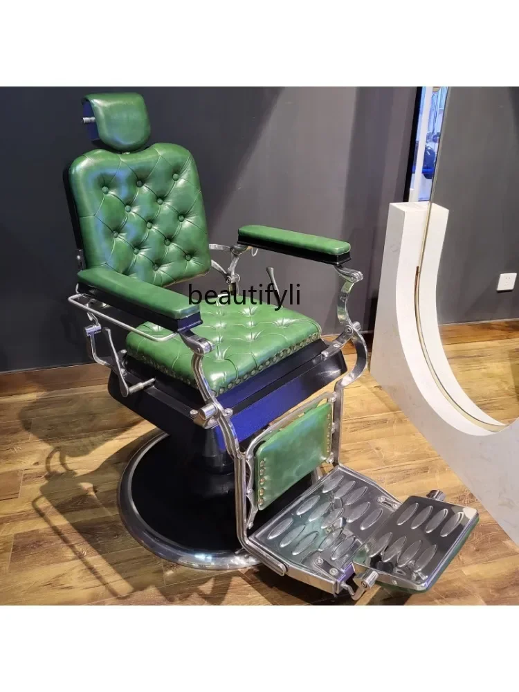 

02 High-End Men's Retro Oil Head Chair Can Be Put down Hair Salon Hair Saloon Dedicated Beauty Hair Cutting and Shaving Chair