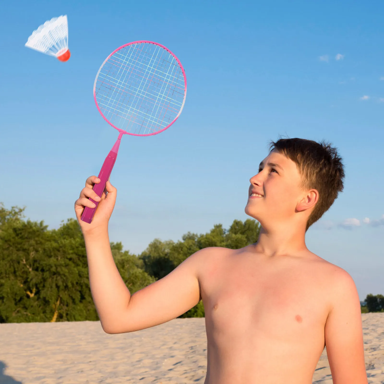 

1Set Colored Badminton Racket Widened Range Tightened Strings Outdoor Exercise Set Beginner Training Random Color