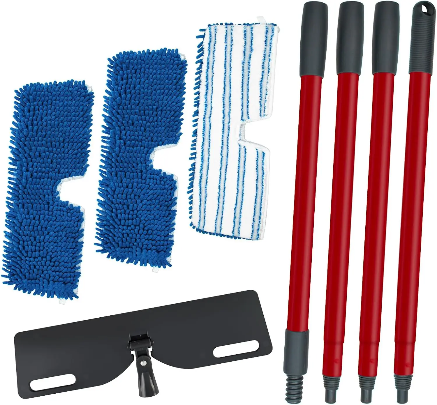 

Швабра из микрофибры с 3 многоразовыми насадками и удлиняемой ручкой для всех типов полов, для влажной и сухой уборки