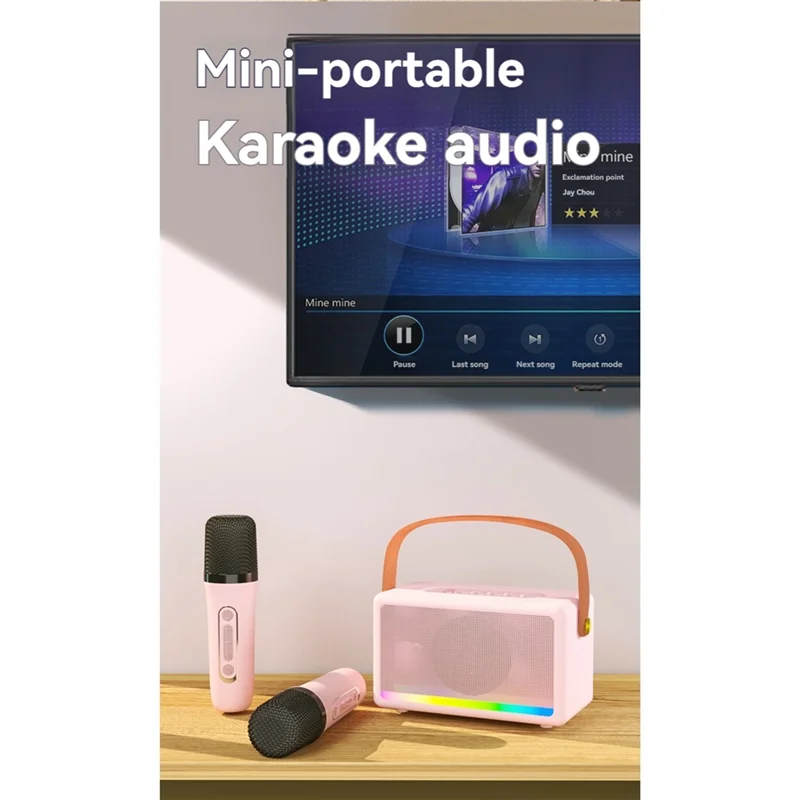 AA87 Karaoke Machine Voor Kinderen Volwassenen Mini Draagbare Bluetooth Karaoke Luidspreker Met Draadloze Microfoon LED Licht Voor Banket