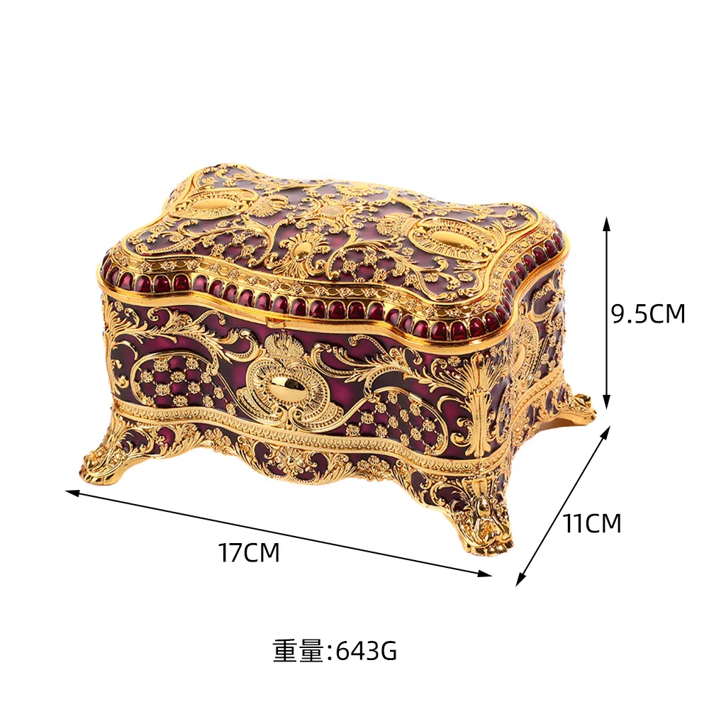 Luxury Jewelry Storage Box Gift for Girl Women Creative Gold Metal Trinket Box Tabletop decoration Keepsake Box