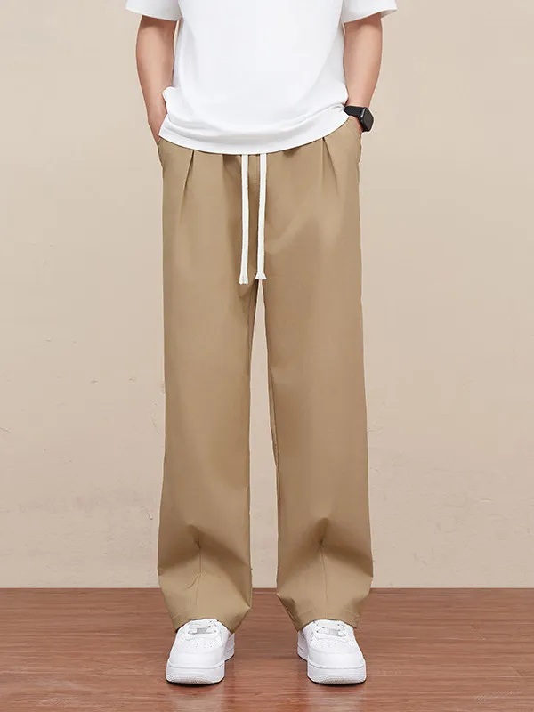 Loose Casual Pants for Men Spring Autumn New Sle Trendy Youth Vitali Sle Dstring Straight Leg Polyester Fiber