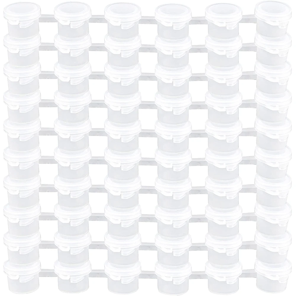 F-3C 10 Strips 60 Pots Empty Paint Pots White Paint Cup Strip Paint Storage Containers Painting Crafts Supplies for Classroom