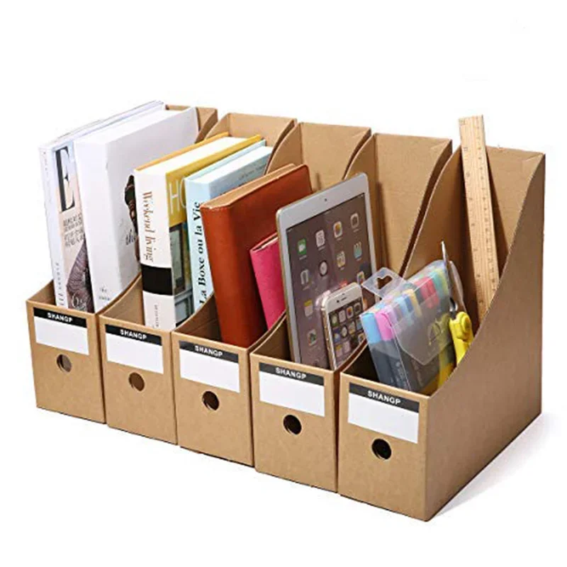 Magazine File Holder Organizer Box,Drawer Kraft Paper File Holder Office Supplies Desk Storage Organizer Documents File Box 2022