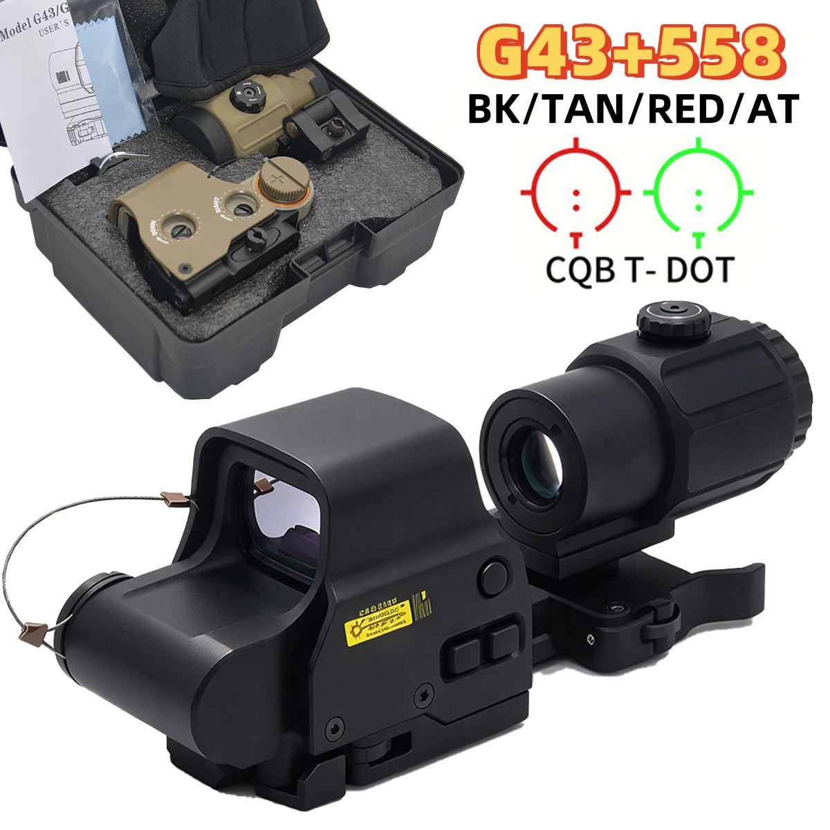 Eot-ch G43 Series Magnifier 558 Red Green Holographic Dot Sight for Hunting Airsoft Sight Tactical Rifle Scope W/QD Lever