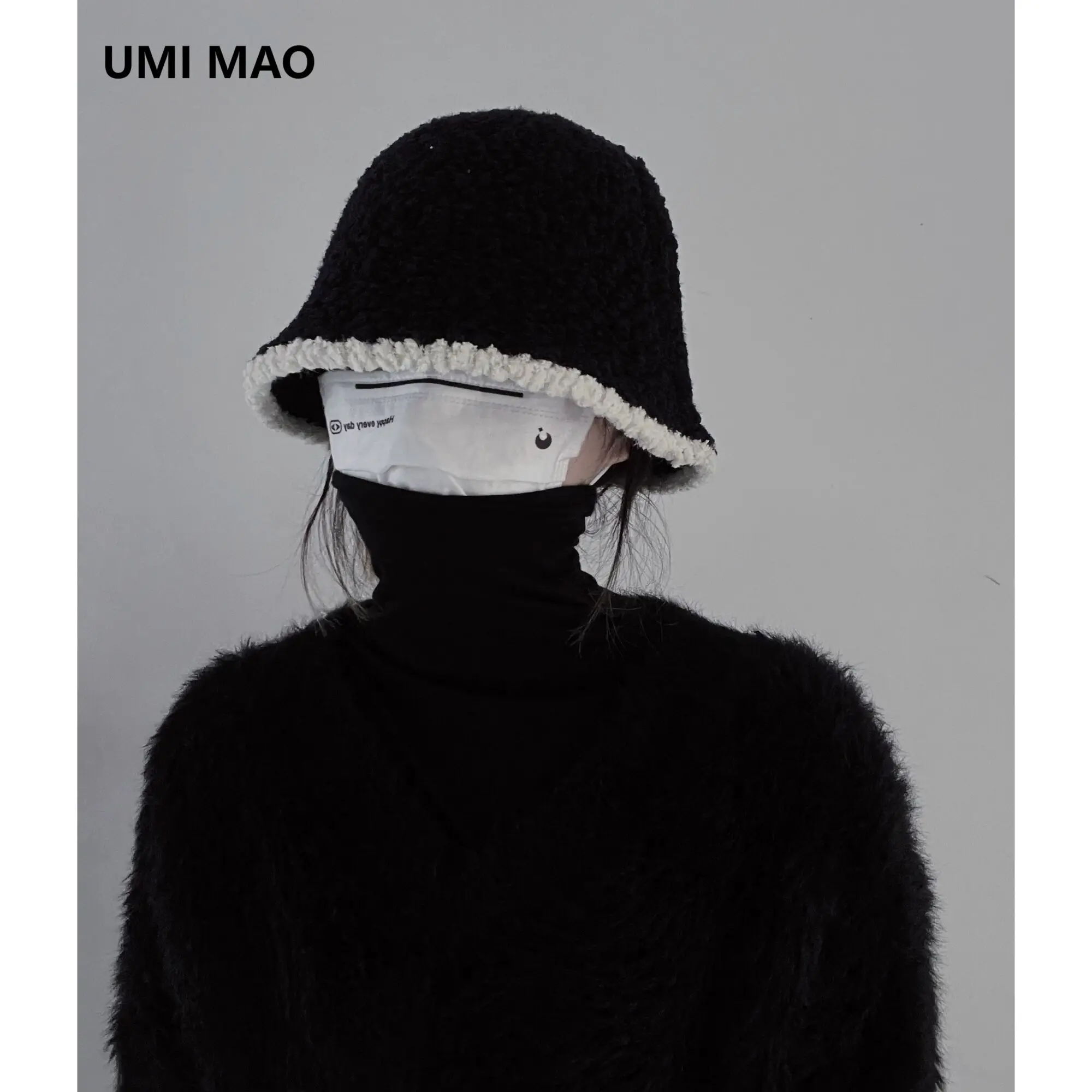 UMI MAO Autumn And Winter Versatile Age Reduced Lamb Wool Fisherman's Hat Small Assorted Color Contrast Basin Hat Warm