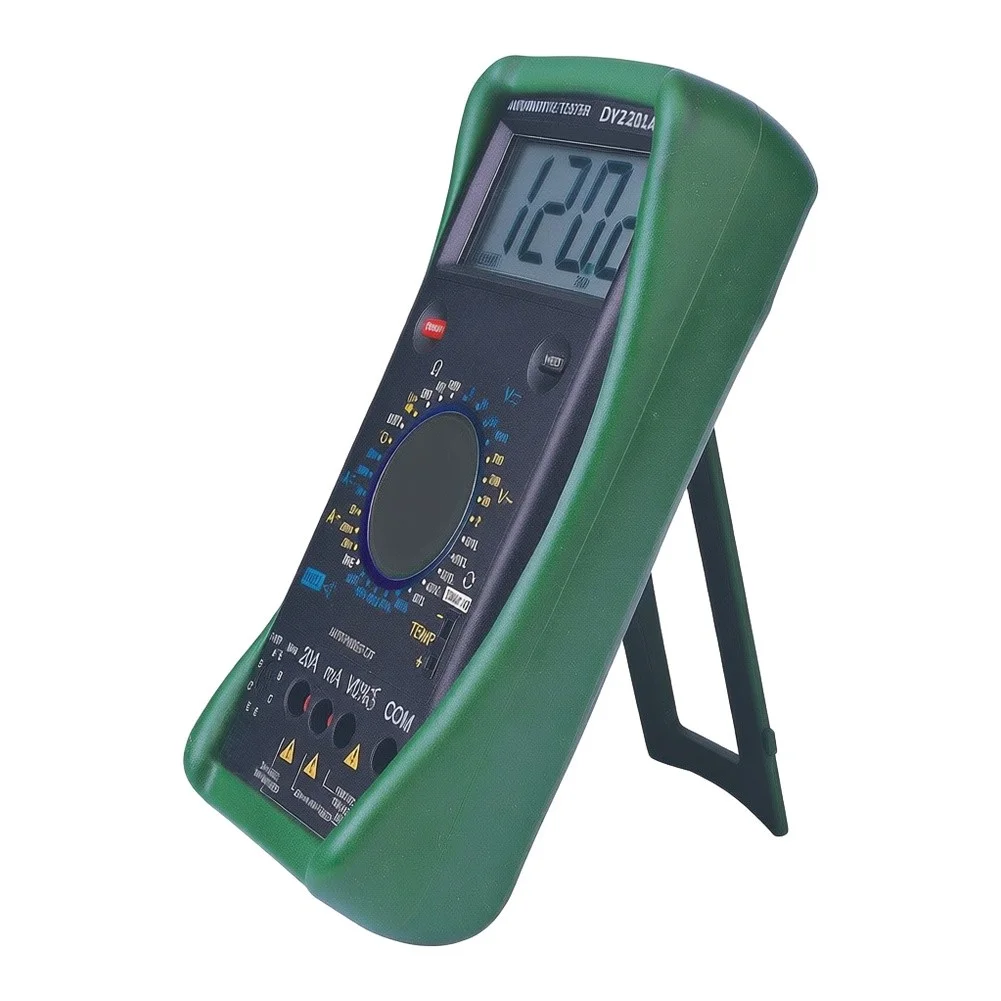 DY2201A Digital Car Battery Tester Multimeter Green ABS Automotive Repair Tool With LCD Display Data Hold For Voltage Resistance