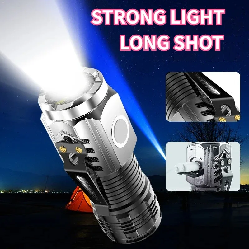 Rechargeable Portable Outdoor Lighting Three-Eyed Monster Mini Flash Super Power Flashlight Long-Range Powerful Flash Lights