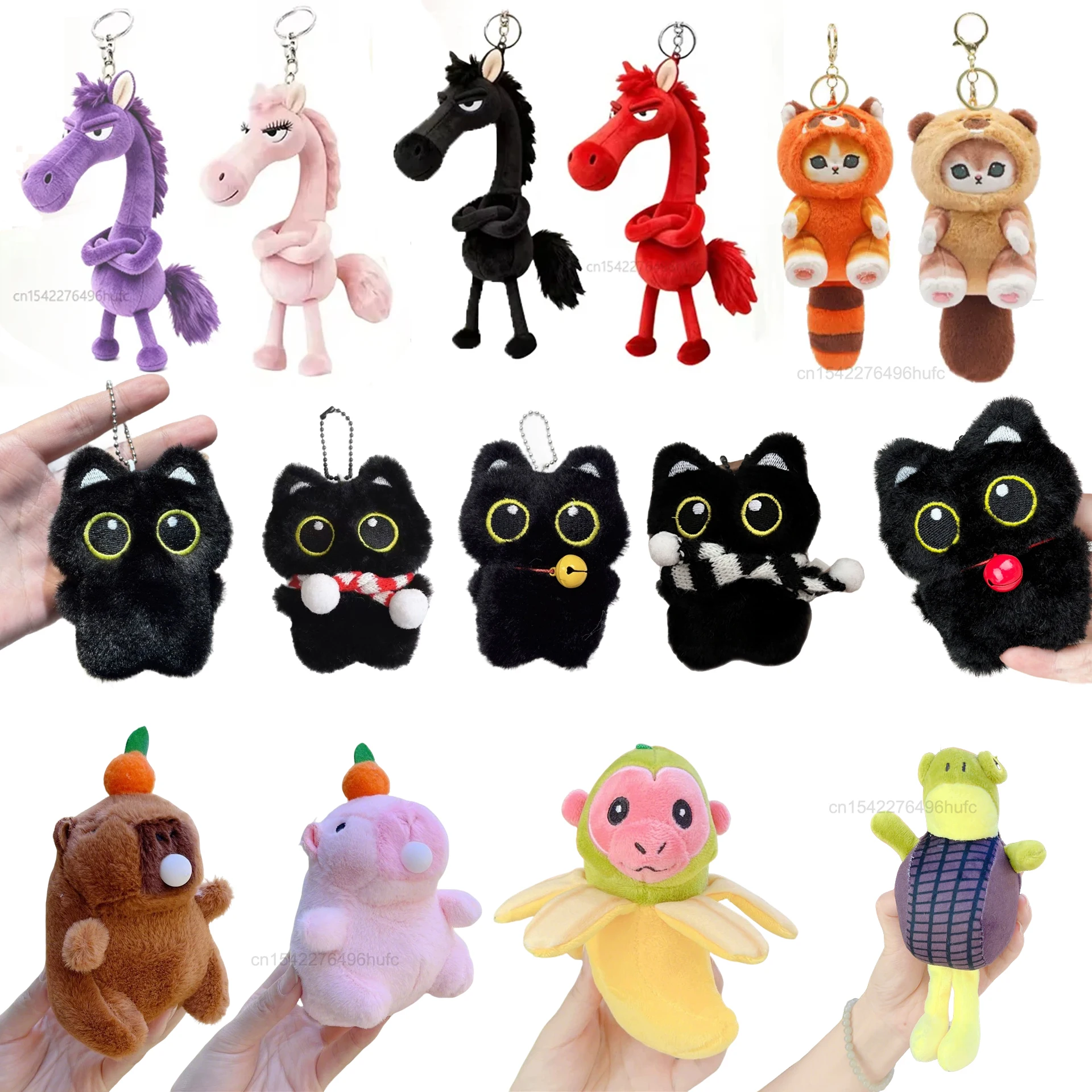 20 أنماط أفخم ظهره المفاتيح القط الصغير كيرينغ الحصان السنة الجديدة محشوة بلوشيز الديكور حقيبة المفاتيح معلقة الملحقات #1