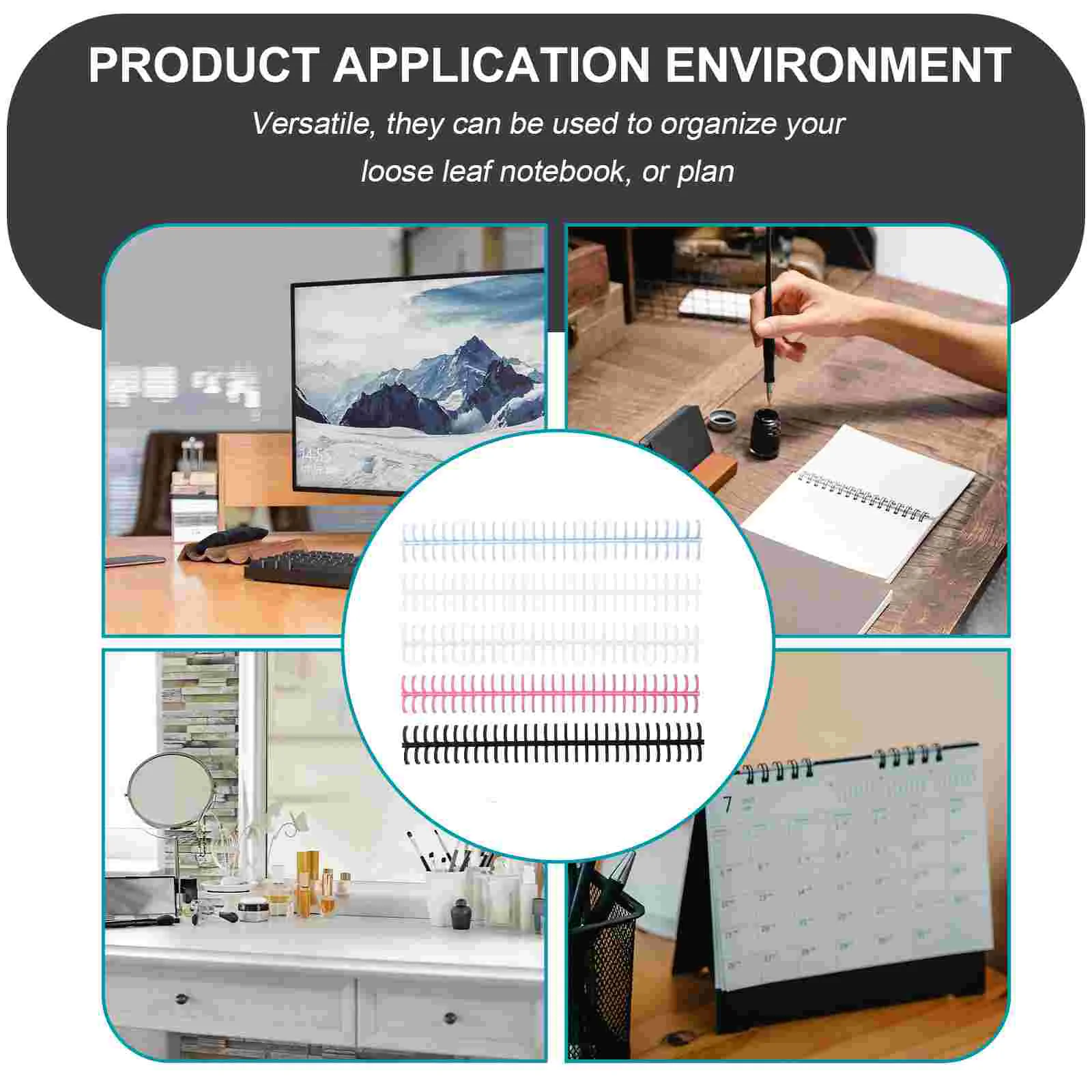 Cuadernos en espiral de plástico, bobina de hojas sueltas, encuadernación de espinas, bobinas adhesivas, fijaciones de oficina, fabricación de papelería creativa, 11 Uds.