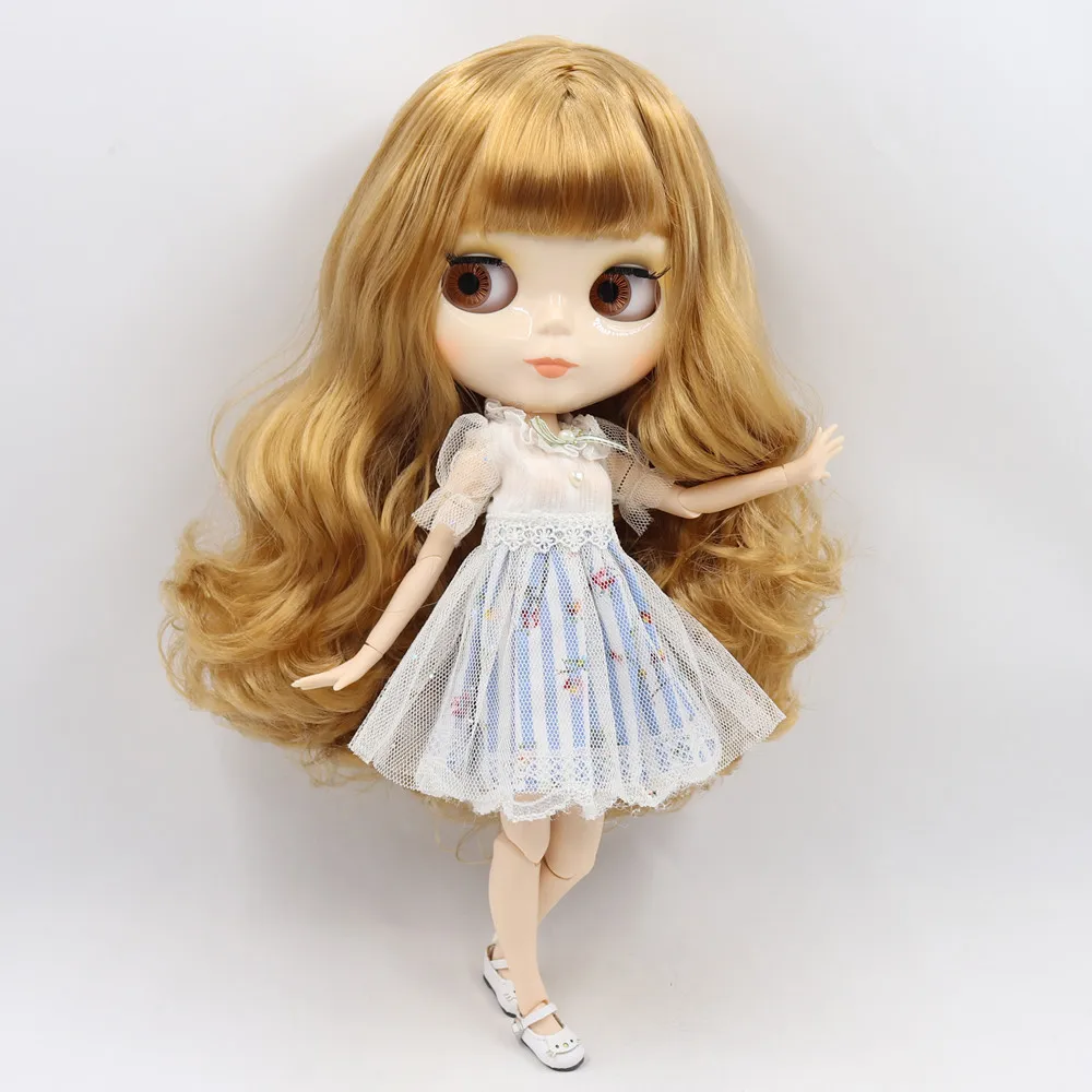 ICY DBS-Muñeca Blyth 1/6 BJD personalizada, cuerpo articulado desnudo con piel blanca, cara brillante, fondo azul, cara mate, regalo para niña, juguete